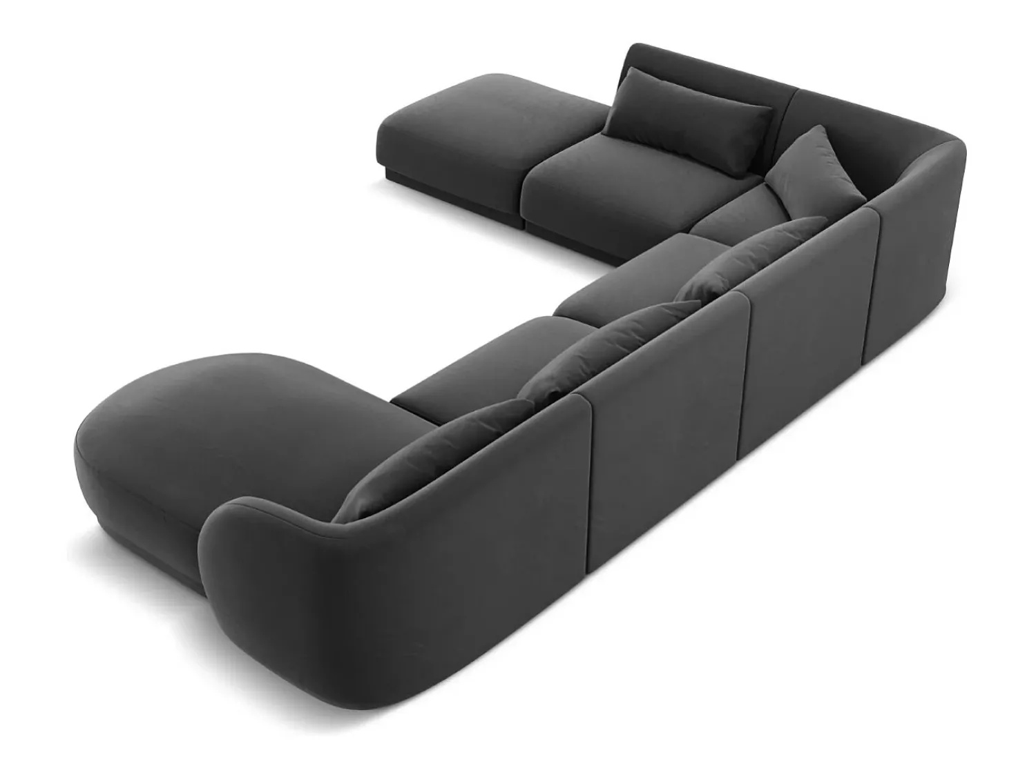 Sofá|Cosmopolitan Design - Sofá de canto panorâmico à esquerda "Tulum" 6 lugares em veludo cinza - 330x255x70cm Cinzento
