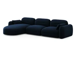 Sofá*Cosmopolitan Design - Sofá modular de canto esquerdo "Sydney" 4 lugares em veludo azul real - 320x165x70cm Azul escuro