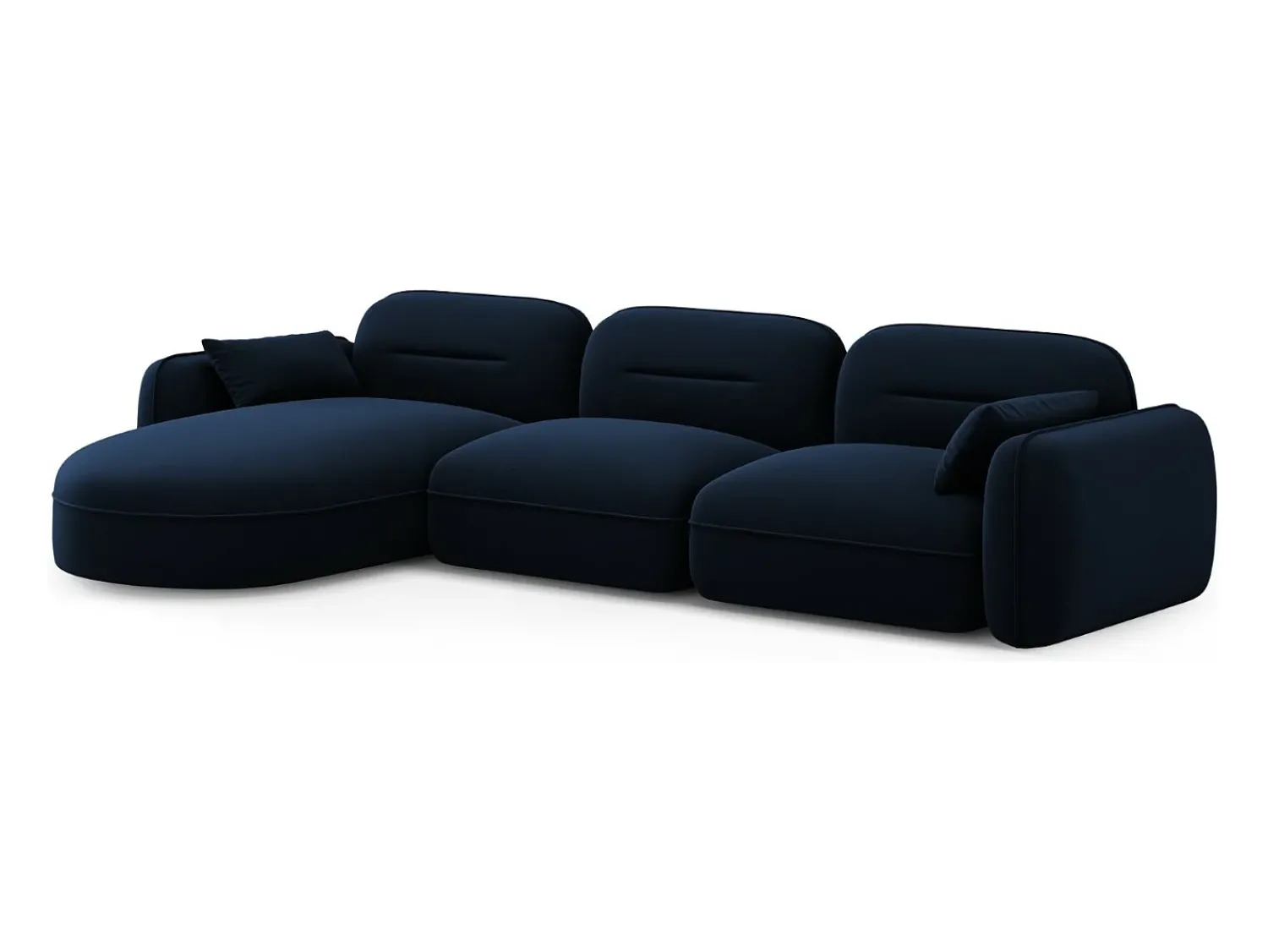 Sofá*Cosmopolitan Design - Sofá modular de canto esquerdo "Sydney" 4 lugares em veludo azul real - 320x165x70cm Azul escuro