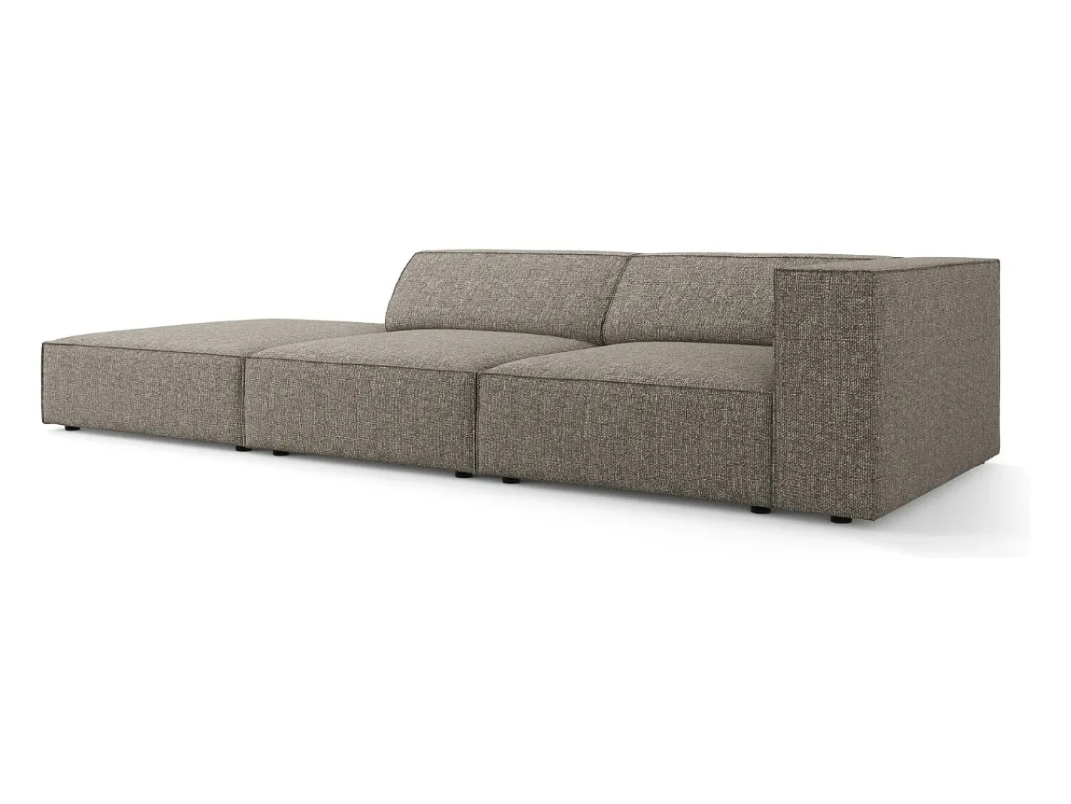Cosmopolitan Design - Sofá esquerdo "Arendal" 4 lugares em tecido chenille cinza - 262x102x70cm^ Sofá