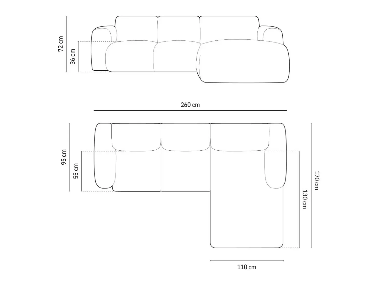 Sofá|Cosmopolitan Design - Sofá de canto direito "Nolio" 4 lugares em tecido chenille - 260x170x72cm Rosa