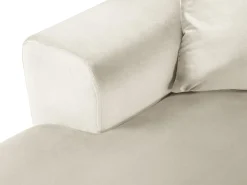 Discount Cosmopolitan Design - Sofá panorâmico convertível em linha reta com caixa de arrumação "Kyoto" 7 lugares em veludo claro - 313x194x88cm Bege