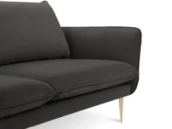 Clearance Cosmopolitan Design - Sofá "Vienna" 3 lugares em veludo cinza escuro - 200x92x95cm Cinza antracite