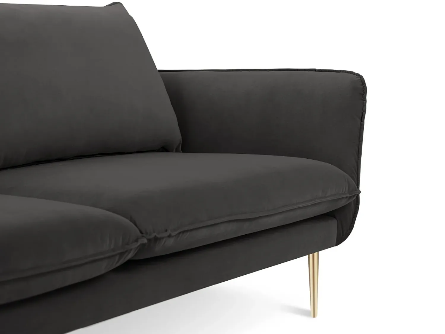 Clearance Cosmopolitan Design - Sofá "Vienna" 3 lugares em veludo cinza escuro - 200x92x95cm Cinza antracite