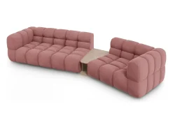 Sofá*Cosmopolitan Design - Sofá modular direito "Sky" 3 lugares em veludo salmão - 353x148x75cm Rosa claro