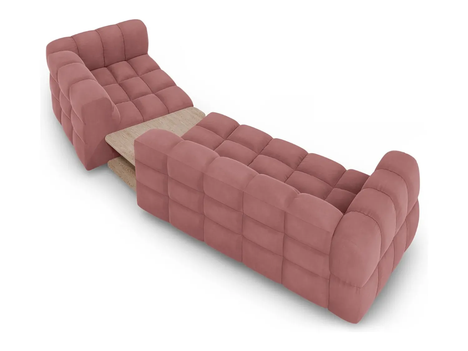 Sofá*Cosmopolitan Design - Sofá modular direito "Sky" 3 lugares em veludo salmão - 353x148x75cm Rosa claro