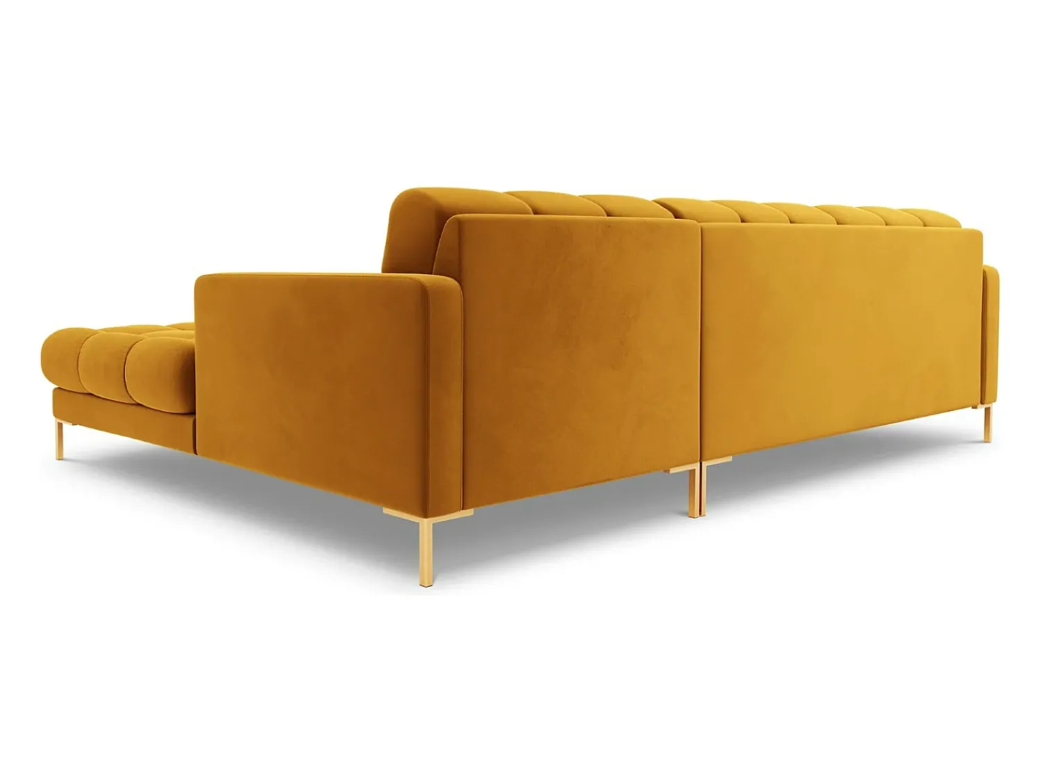 Sofá|Cosmopolitan Design - Sofá de canto direito "Bali" 5 lugares em veludo - 293x185x75cm Amarelo