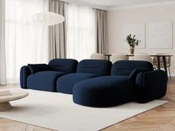 Sofá*Cosmopolitan Design - Sofá modular de canto direito "Sydney" 4 lugares em veludo azul real - 320x165x70cm Azul escuro