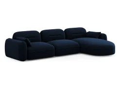 Sofá*Cosmopolitan Design - Sofá modular de canto direito "Sydney" 4 lugares em veludo azul real - 320x165x70cm Azul escuro