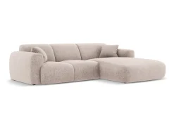 Sofá|Cosmopolitan Design - Sofá de canto direito "Nolio" 4 lugares em tecido chenille - 260x170x72cm Bege