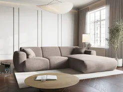 Sofá|Cosmopolitan Design - Sofá de canto direito "Nolio" 4 lugares em tecido chenille - 260x170x72cm Bege