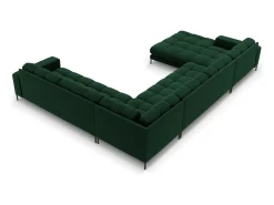 Sofá*Cosmopolitan Design - Sofá de canto direito panorâmico "Bali" 7 lugares em veludo verde garrafa - 327x256x75cm Verde pinho