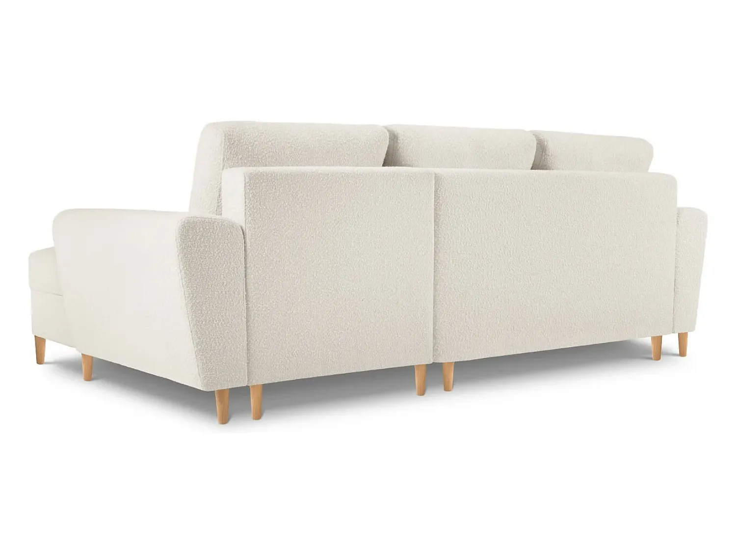 Sale Cosmopolitan Design - Sofá convertível de canto direito com caixa de arrumação "Kyoto" 4 lugares em tecido bouclé - 241x145x88cm Bege
