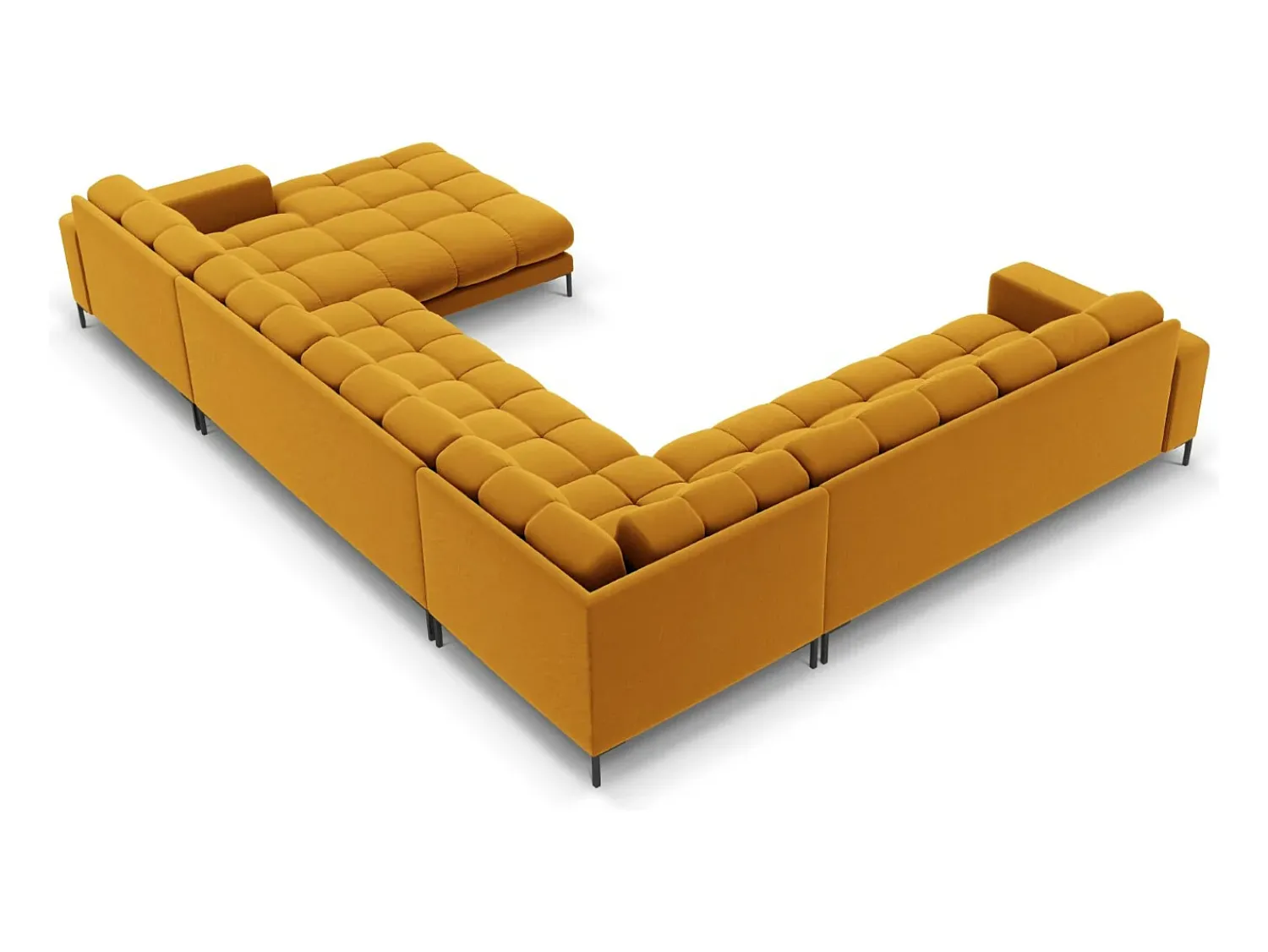 Cosmopolitan Design - Sofá de canto panorâmico à esquerda "Bali" 7 lugares em veludo - 327x256x75cm^ Sofá