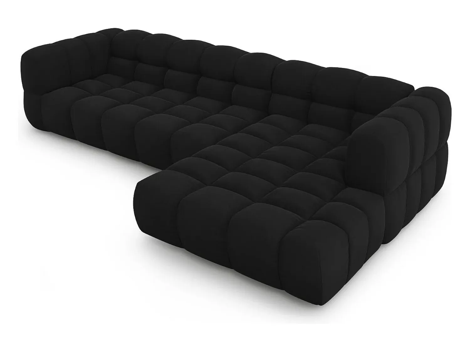 Sofá|Cosmopolitan Design - Sofá modular de canto direito "Sky" 4 lugares em veludo - 300x162x75cm Preto