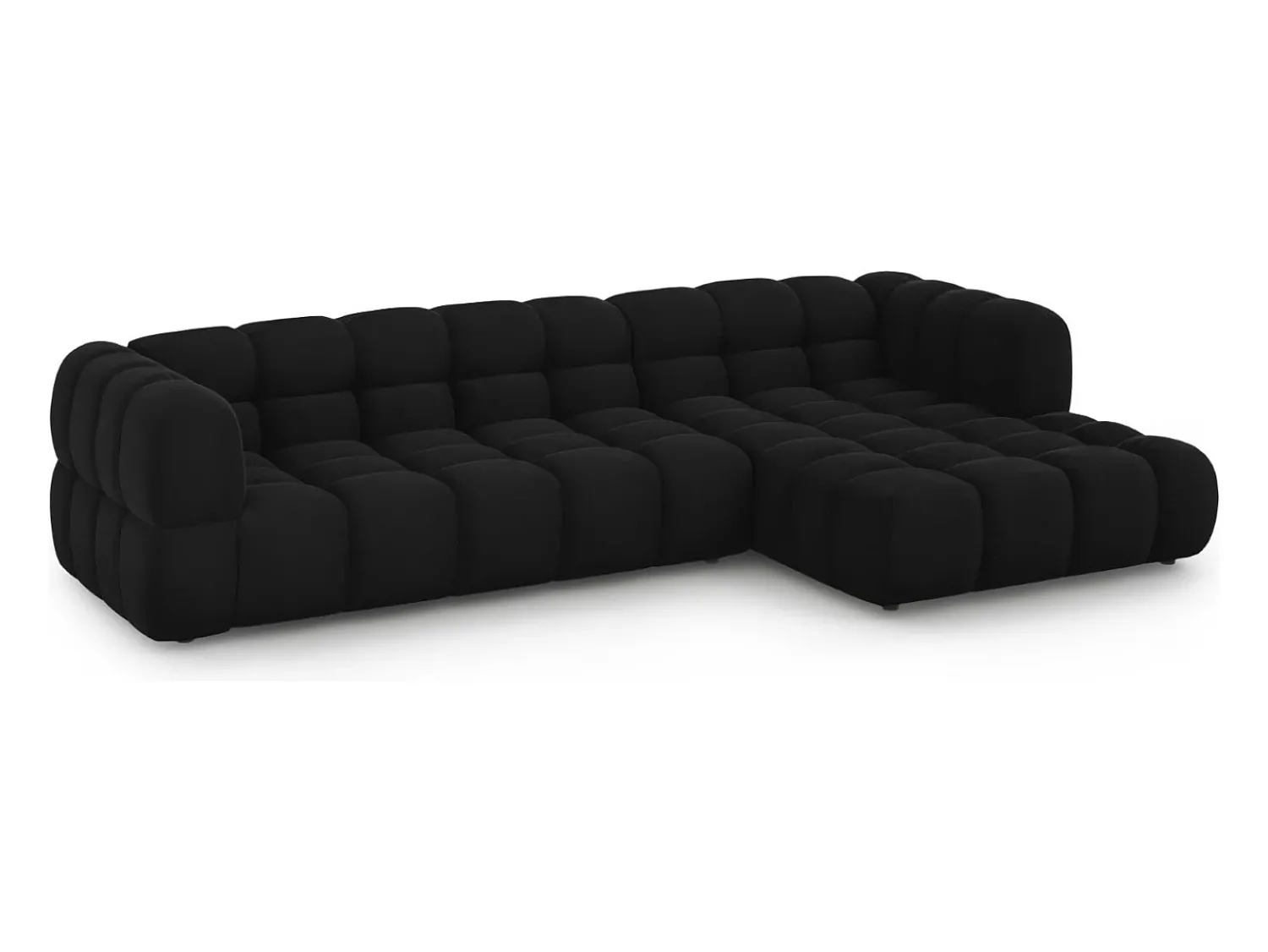 Sofá|Cosmopolitan Design - Sofá modular de canto direito "Sky" 4 lugares em veludo - 300x162x75cm Preto