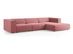 Sofá|Cosmopolitan Design - Sofá de canto direito "Arendal" 4 lugares em veludo salmão - 284x166x70cm Rosa claro