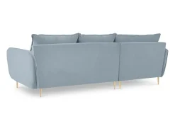 Sofá*Cosmopolitan Design - Sofá de canto esquerdo "Vienna" 5 lugares em veludo - 255x170x95cm Azul claro