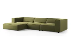 Sofá|Cosmopolitan Design - Sofá de canto esquerdo "Arendal" 4 lugares em veludo - 284x166x70cm Verde claro