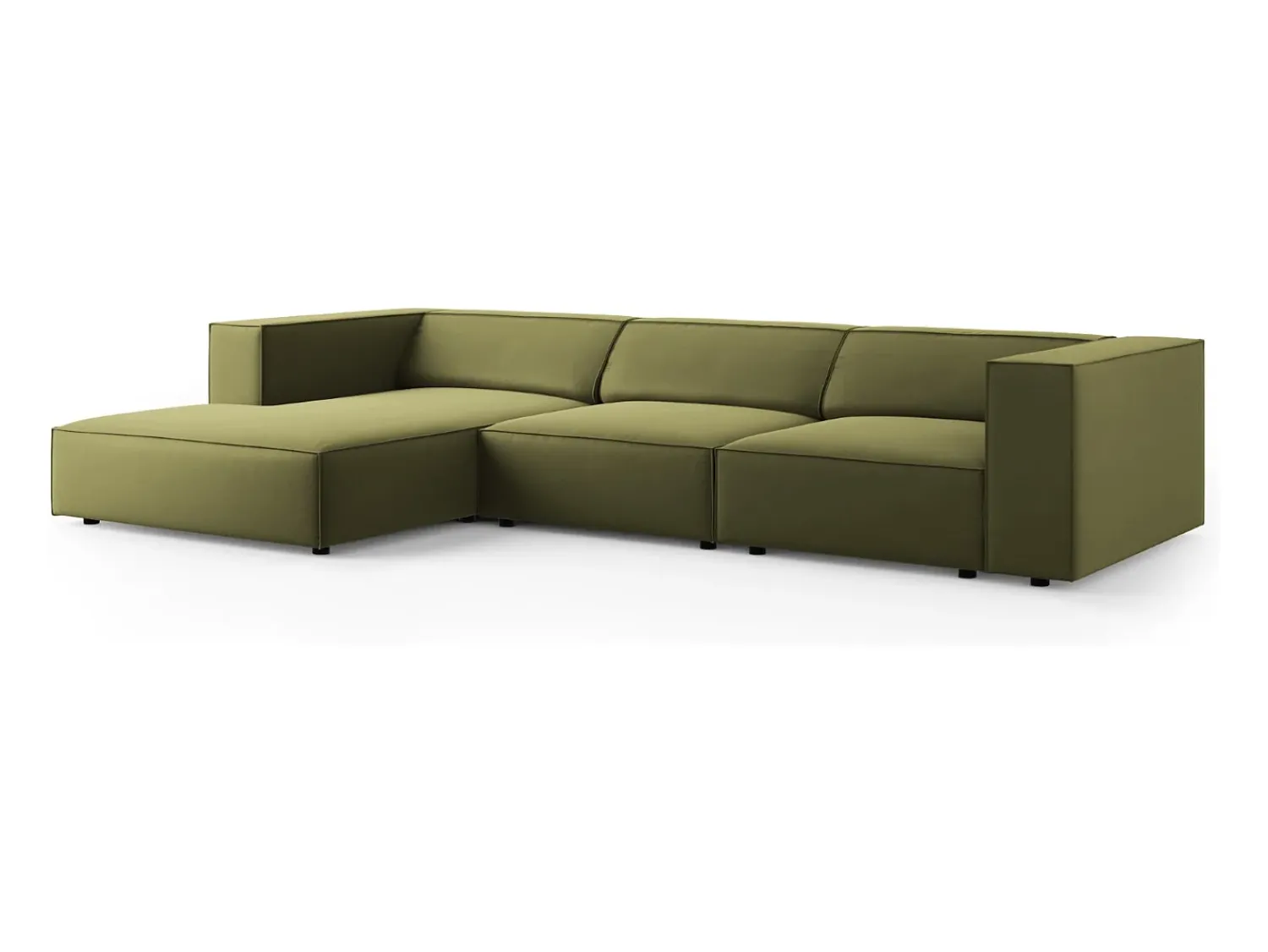 Sofá|Cosmopolitan Design - Sofá de canto esquerdo "Arendal" 4 lugares em veludo - 284x166x70cm Verde claro