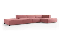Sofá*Cosmopolitan Design - Sofá de canto direito "Arendal" 5 lugares em veludo salmão - 341x166x70cm Rosa claro