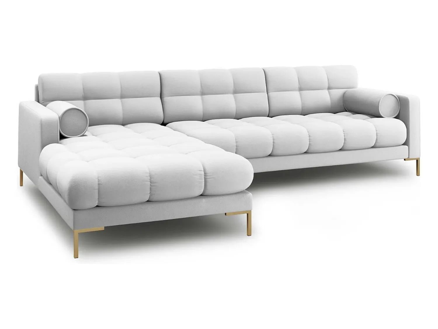 Sofá*Cosmopolitan Design - Sofá de canto esquerdo "Bali" 5 lugares em tecido estrutural cinza claro - 293x185x75cm Cinzento claro
