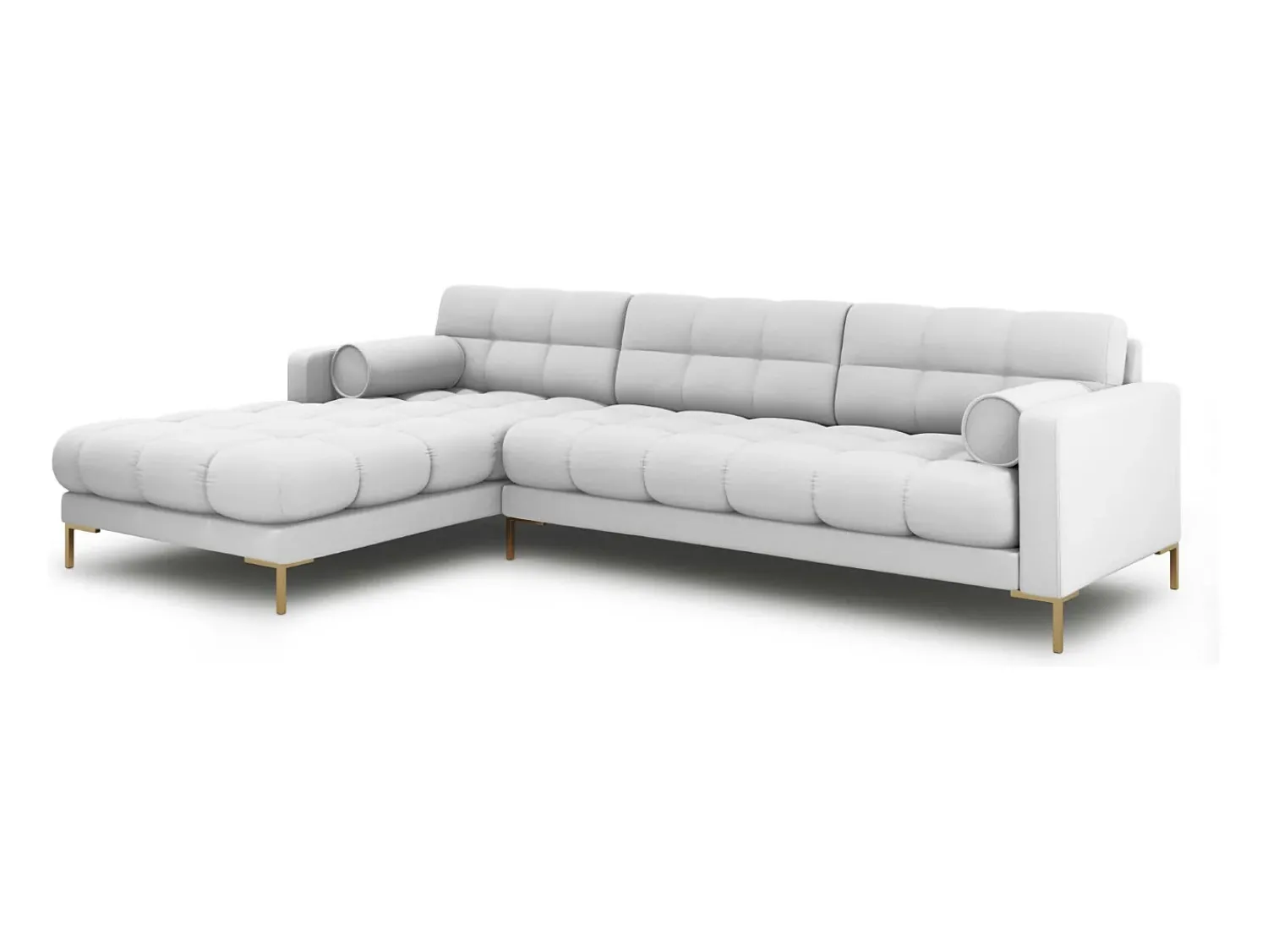 Sofá*Cosmopolitan Design - Sofá de canto esquerdo "Bali" 5 lugares em tecido estrutural cinza claro - 293x185x75cm Cinzento claro