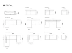 Best Cosmopolitan Design - Sofá de canto esquerdo "Arendal" 3 lugares em veludo cru - 224x166x70cm Branco sujo