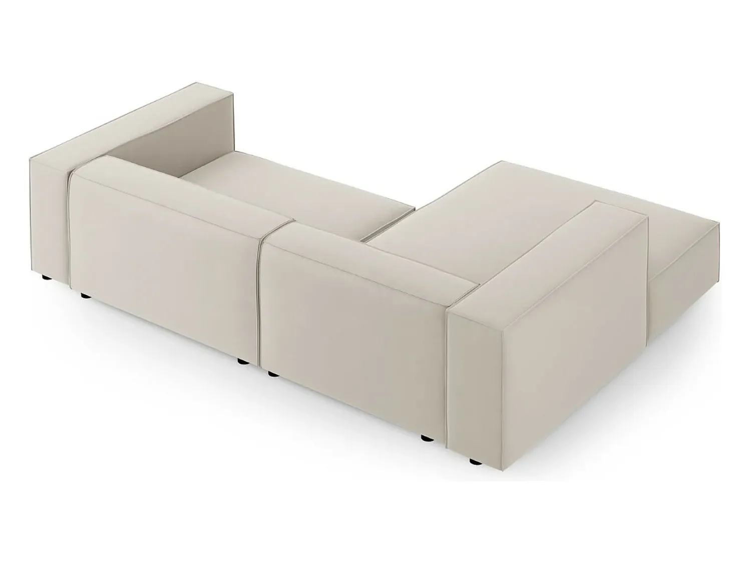 Best Cosmopolitan Design - Sofá de canto esquerdo "Arendal" 3 lugares em veludo cru - 224x166x70cm Branco sujo