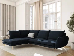 Cosmopolitan Design - Sofá de canto esquerdo "Vienna" 6 lugares em veludo - 275x185x95cm^ Sofá