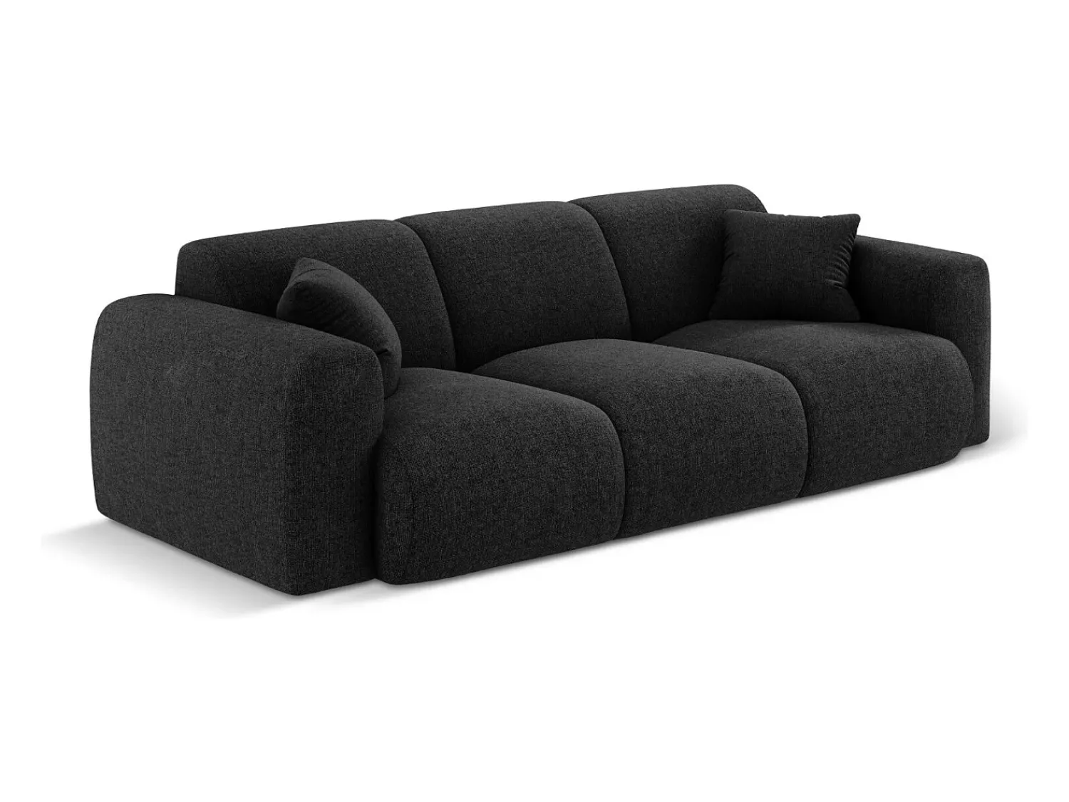 Sofá*Cosmopolitan Design - Sofá "Nolio" 3 lugares em tecido chenille - 235x95x72cm Preto