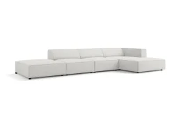 Sofá*Cosmopolitan Design - Sofá de canto direito "Arendal" 5 lugares em tecido chenille cinza claro - 341x166x70cm Cinzento claro