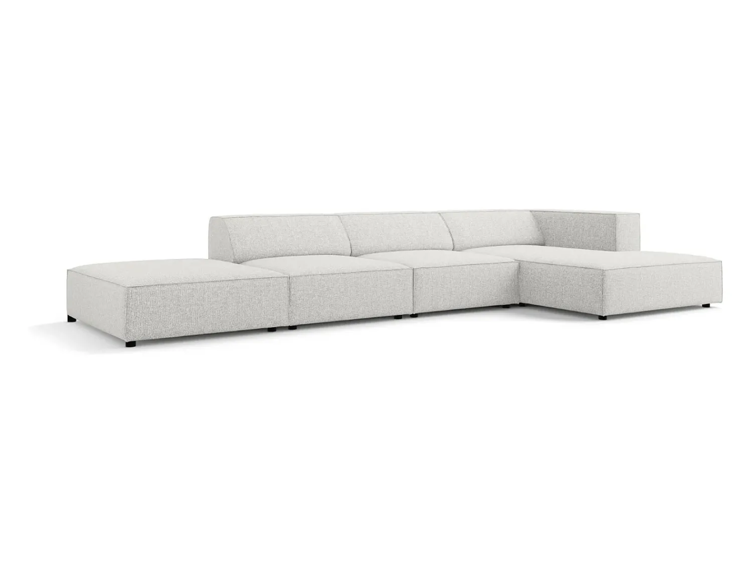 Sofá*Cosmopolitan Design - Sofá de canto direito "Arendal" 5 lugares em tecido chenille cinza claro - 341x166x70cm Cinzento claro