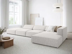 Sofá*Cosmopolitan Design - Sofá de canto direito "Arendal" 5 lugares em tecido chenille cinza claro - 341x166x70cm Cinzento claro