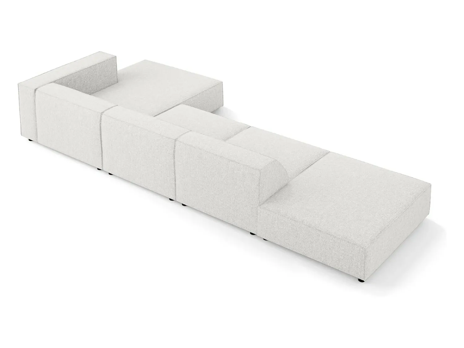 Sofá*Cosmopolitan Design - Sofá de canto direito "Arendal" 5 lugares em tecido chenille cinza claro - 341x166x70cm Cinzento claro