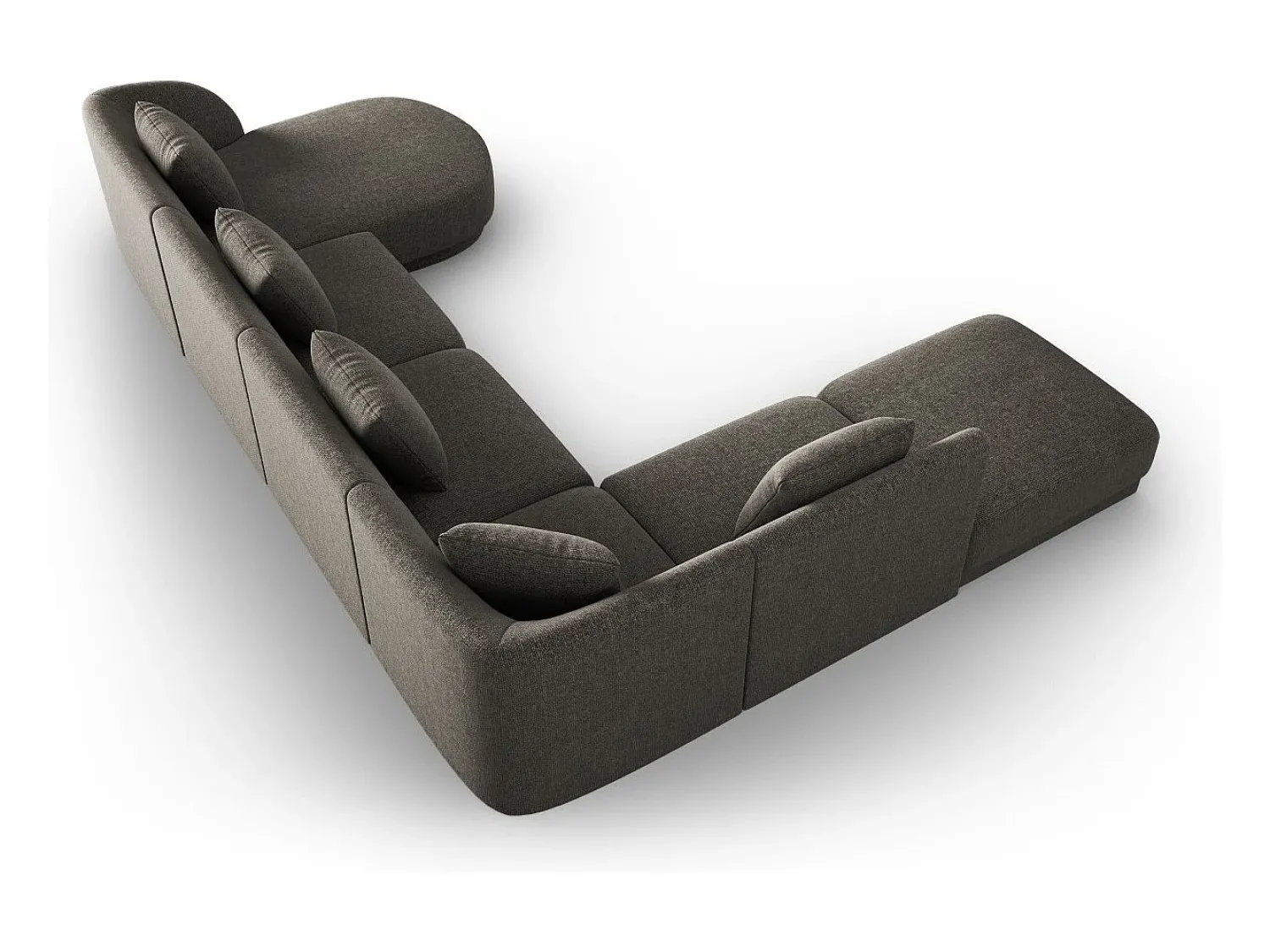 Sofá|Cosmopolitan Design - Sofá de canto panorâmico à esquerda "Tulum" 6 lugares em tecido chenille cinza - 330x255x70cm Cinzento