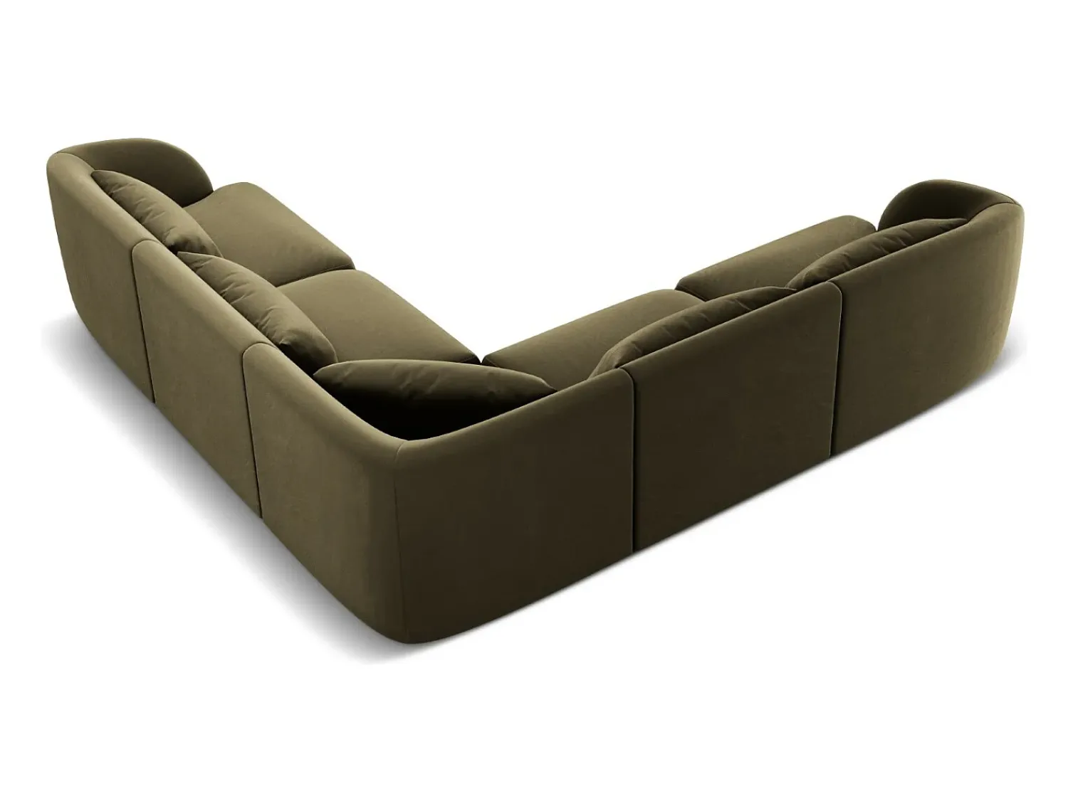 Sofá|Cosmopolitan Design - Sofá de canto simétrico "Tulum" 5 lugares em veludo - 255x255x70cm Verde