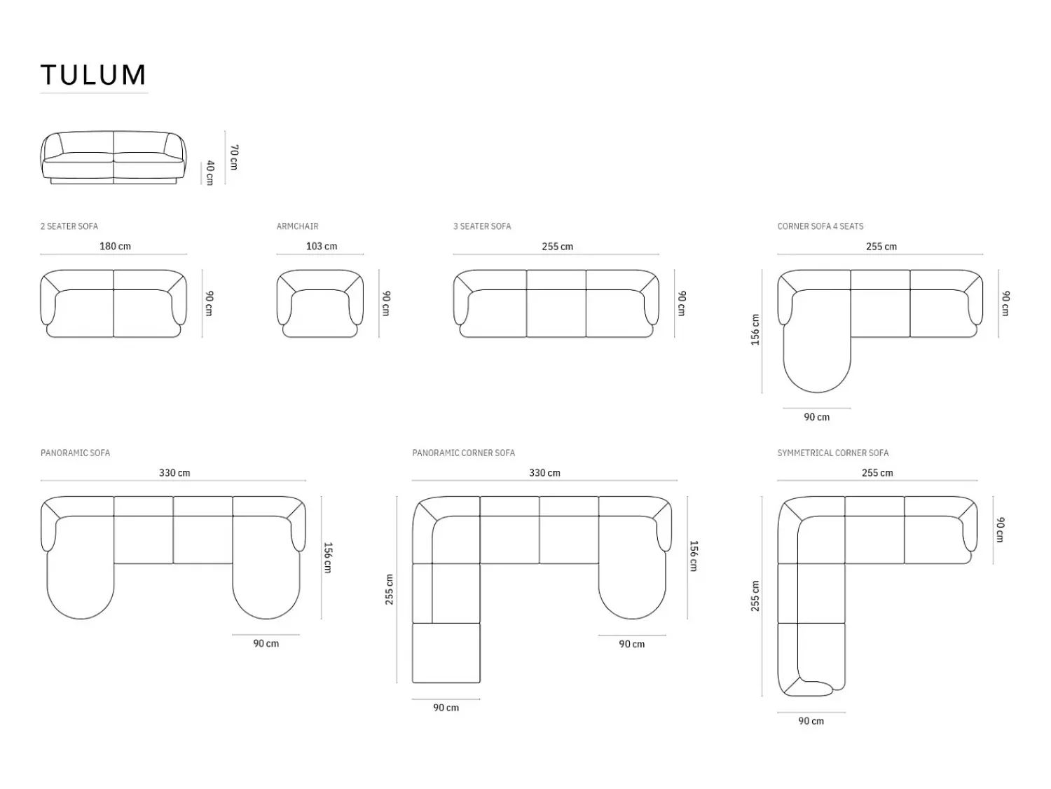 Sofá|Cosmopolitan Design - Sofá de canto simétrico "Tulum" 5 lugares em veludo - 255x255x70cm Verde