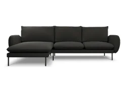 Discount Cosmopolitan Design - Sofá de canto esquerdo "Vienna" 5 lugares em tecido bouclé - 255x170x95cm Preto