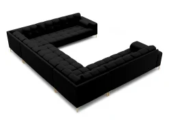 Sofá*Cosmopolitan Design - Sofá panorâmico "Bali" 9 lugares em tecido estrutural - 327x256x75cm Preto