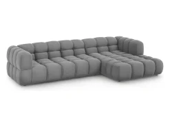 New Cosmopolitan Design - Sofá modular de canto direito "Sky" 4 lugares em veludo cinza claro - 300x162x75cm Cinzento claro