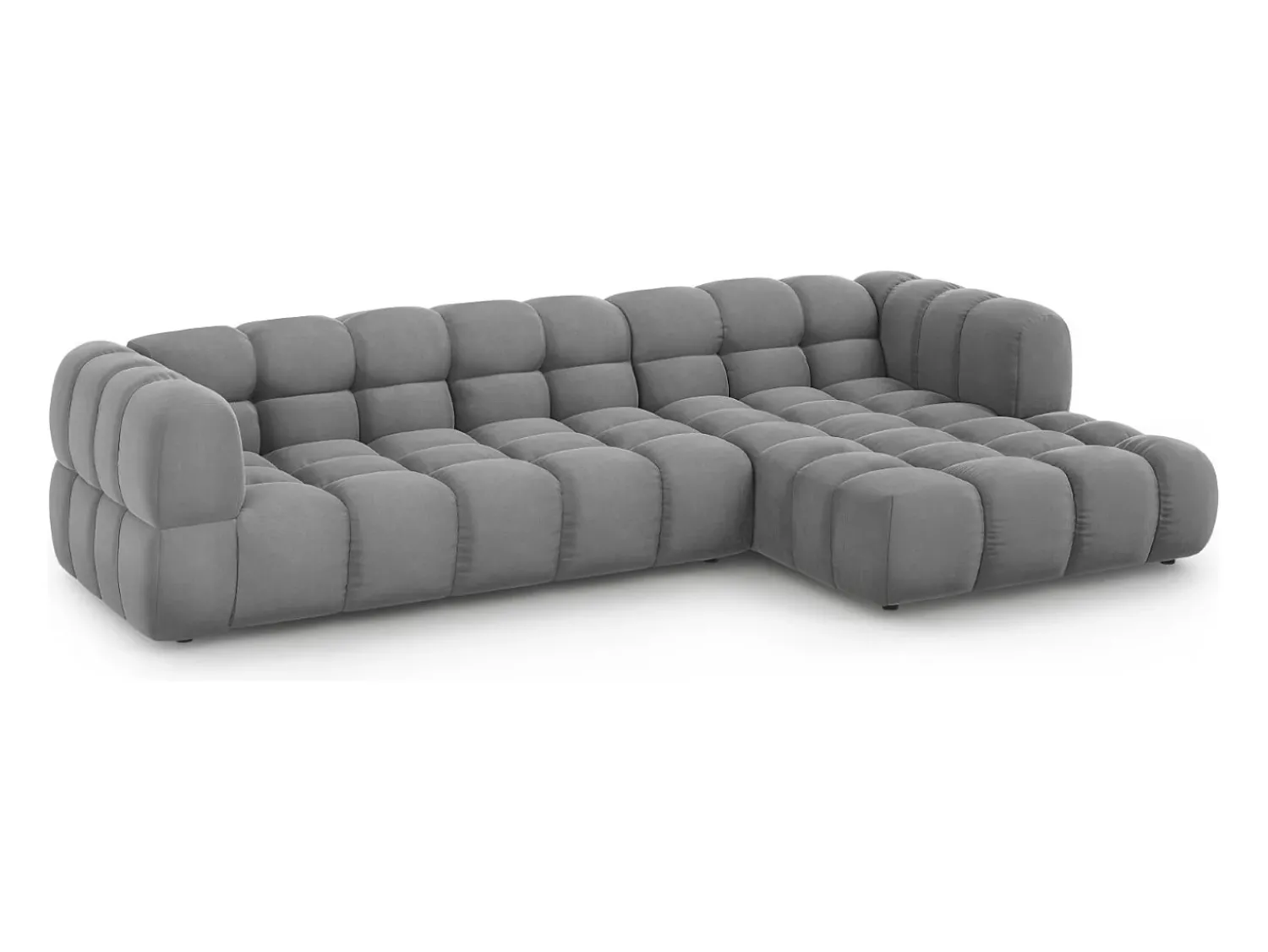 New Cosmopolitan Design - Sofá modular de canto direito "Sky" 4 lugares em veludo cinza claro - 300x162x75cm Cinzento claro