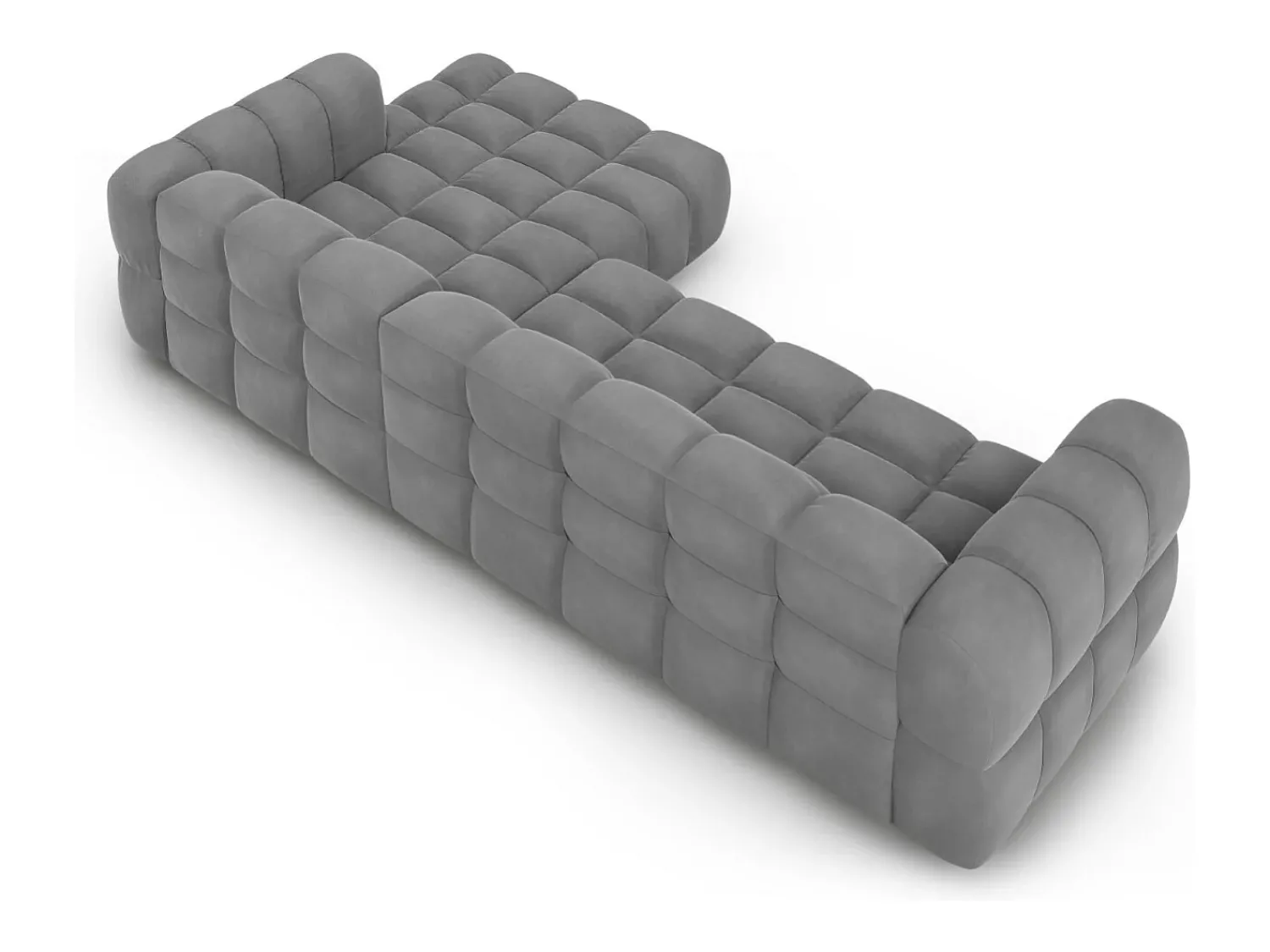 New Cosmopolitan Design - Sofá modular de canto direito "Sky" 4 lugares em veludo cinza claro - 300x162x75cm Cinzento claro