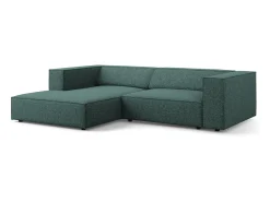 Sofá|Cosmopolitan Design - Sofá de canto esquerdo "Arendal" 3 lugares em tecido chenille petróleo - 224x166x70cm Verde esmeralda