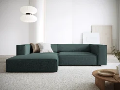 Sofá|Cosmopolitan Design - Sofá de canto esquerdo "Arendal" 3 lugares em tecido chenille petróleo - 224x166x70cm Verde esmeralda