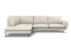Outlet Cosmopolitan Design - Sofá de canto esquerdo "Vienna" 6 lugares em tecido estrutural claro - 275x185x95cm Bege