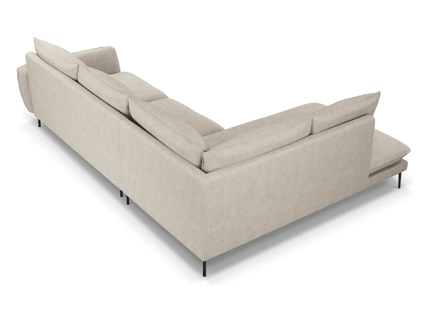 Outlet Cosmopolitan Design - Sofá de canto esquerdo "Vienna" 6 lugares em tecido estrutural claro - 275x185x95cm Bege