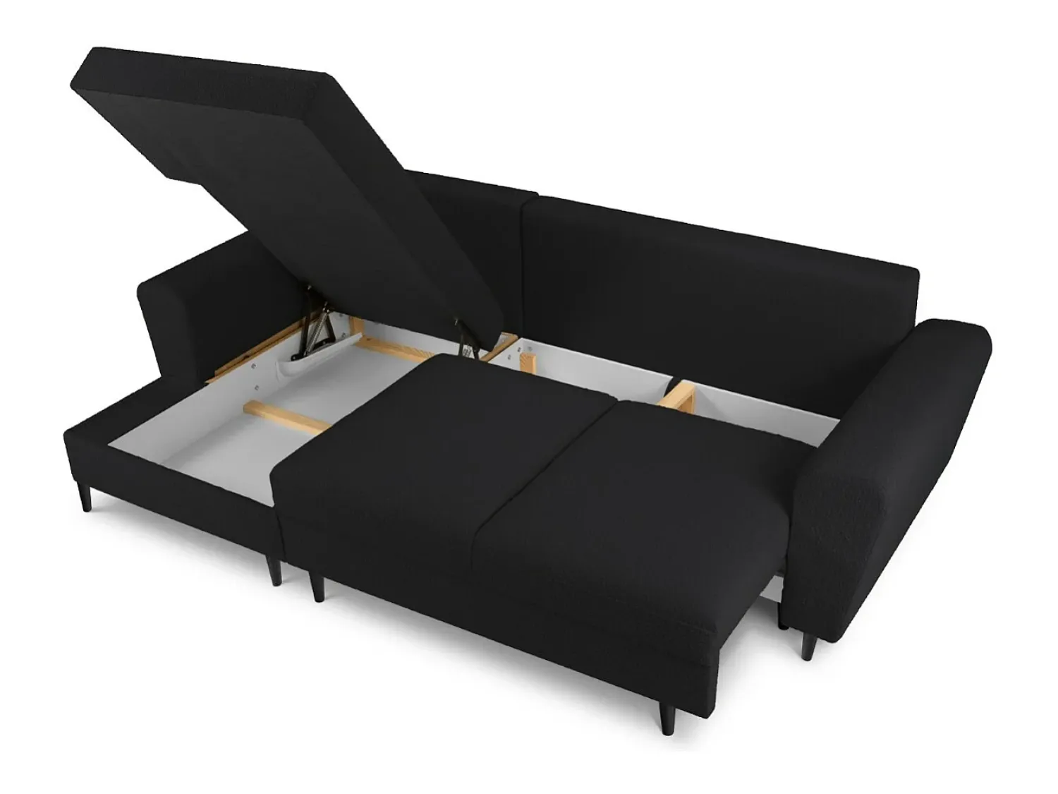 Cosmopolitan Design - Sofá convertível de canto esquerdo com caixa de arrumação "Kyoto" 4 lugares em tecido bouclé - 241x145x88cm^ Sofá