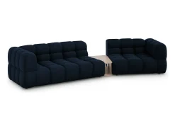 Sofá|Cosmopolitan Design - Sofá modular direito "Sky" 3 lugares em veludo azul real - 353x148x75cm Azul escuro