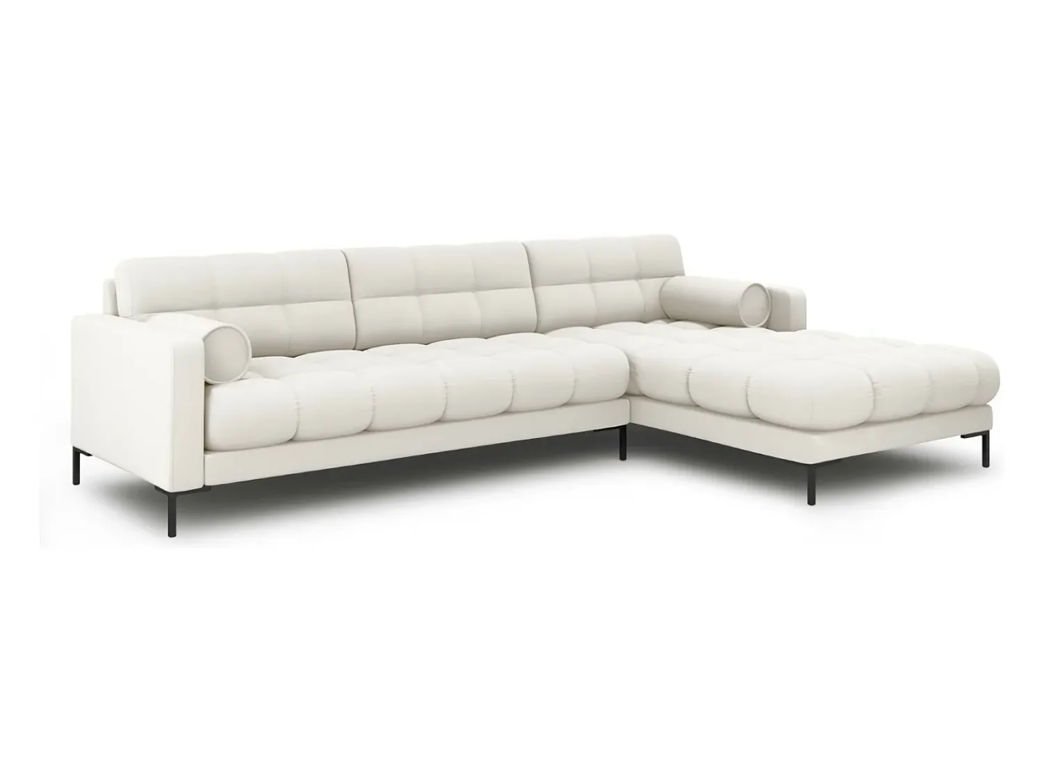 Sofá*Cosmopolitan Design - Sofá de canto direito "Bali" 5 lugares em tecido estrutural claro - 293x185x75cm Bege